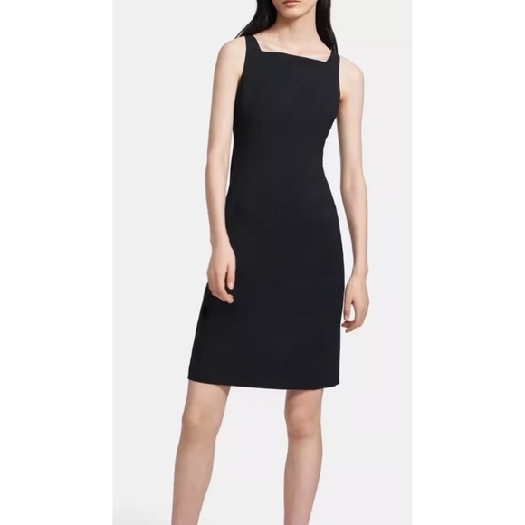 Theory Shellian Wool Linen Black Racerback Dress - Picture 1 of 8
